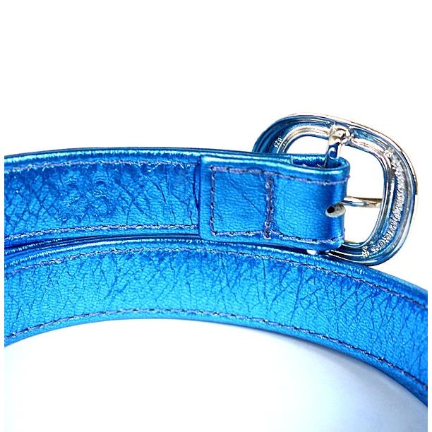 CHROME HEARTS 銀座店 クロムハーツ 新品 ガンスリンガー メタリック ベルト レザー メンズ シルバー SV925 size:28 ブルー 101949 CHROME HEARTS 銀座店 クロムハーツ 新品 ガンスリンガー メタリック