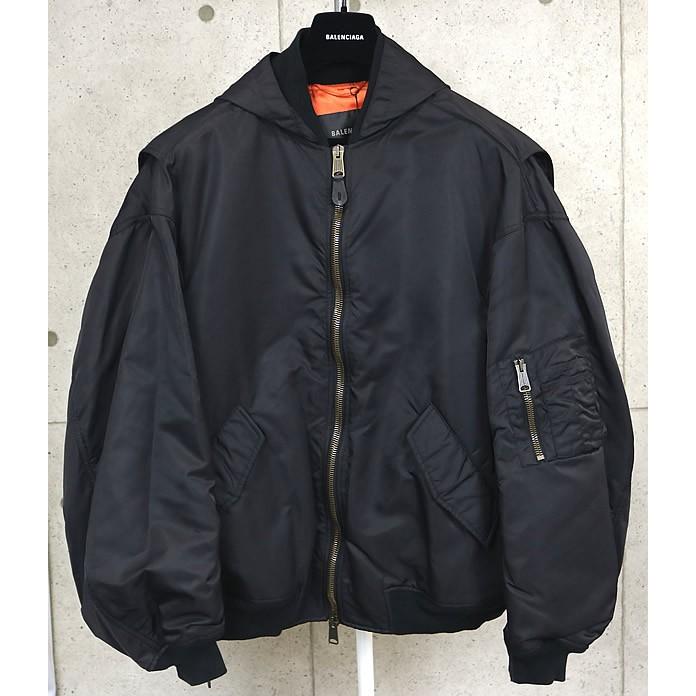 BALENCIAGA 銀座店 バレンシアガ 新品 SALE 2024 Tape Type ライト フーデッド ボンバー ジャケット メンズ size:1 黒 102195の画像