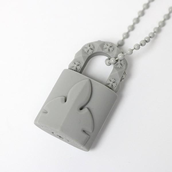 CHROME HEARTS 銀座店 クロムハーツ 未使用 フレアニー パドロック ラバー ネックレス ボールチェーン メンズ グレー 102332 CHROME HEARTS 銀座店 クロムハーツ 未使用 フレアニー パドロック
