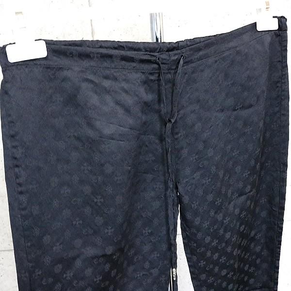CHROME HEARTS 銀座店 クロムハーツ 総柄 シルク パンツ メンズ size:S 黒 102584 CHROME HEARTS 銀座店 クロムハーツ 総柄 シルク パンツ メンズ size:S