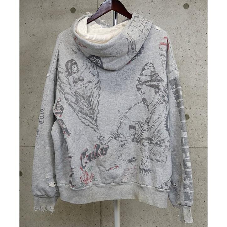 SAINT MICHAEL 銀座店 新品 セント マイケル×Alexis Ross DRAWING HOODIE メンズ size:XL グレー 102609の画像