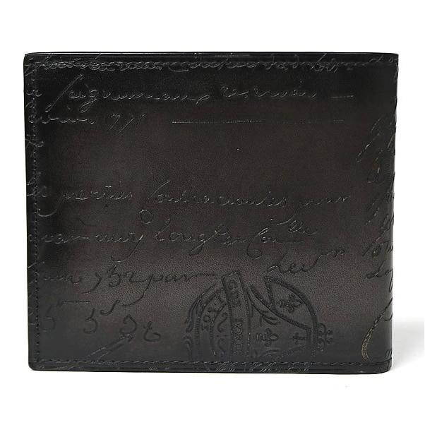 Berluti 銀座店 ベルルッティ 新品 マコレ カリグラフィ コンパクトウォレット レザー メンズ 黒系 102699の画像