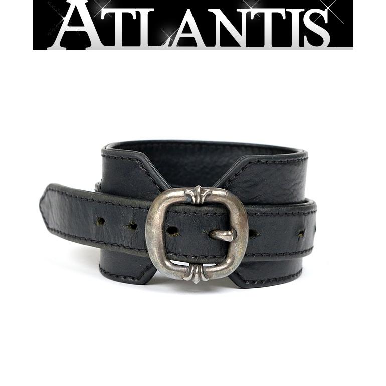CHROME HEARTS 銀座店 クロムハーツ ダブルR&R レザー ブレス メンズ シルバー SV925 黒 103206 CHROME HEARTS 銀座店 クロムハーツ ダブルR&R レザー ブレス メンズ