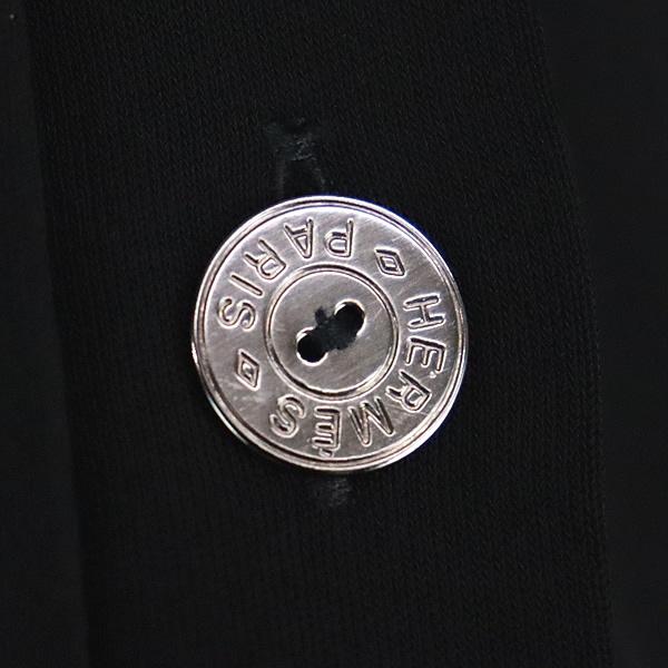 広尾店】エルメス HERMES セリエボタンシャツ size38 黒系 レザー着脱