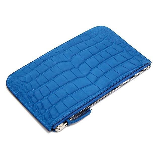広尾店】 エルメス HERMES ドゴンGM クロコアリゲーターマット ブルー 