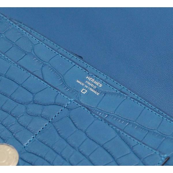 広尾店】 エルメス HERMES ドゴンGM クロコアリゲーターマット ブルー 