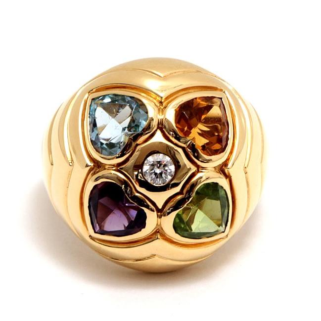 広尾店】ブルガリ BVLGARI アレグラリング マルチストーン ダイヤ