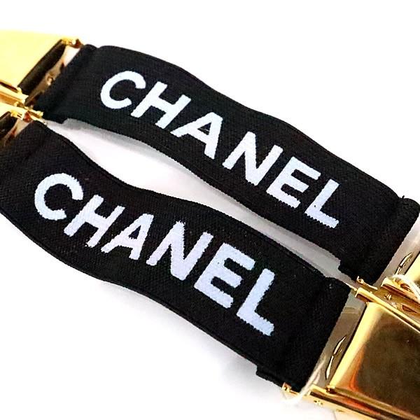 広尾店】未使用 シャネル CHANEL ロゴ アームバンド ブラック×ゴールド