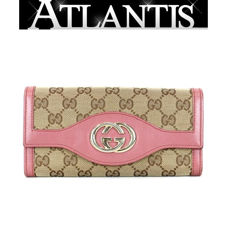 広尾店】グッチ GUCCI ファスナー付き長財布 GG柄 ピンク×ベージュ 