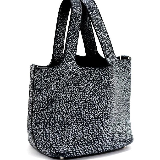 広尾店】 エルメス HERMES ピコタンPM ハンドバッグ 黒 ダルメシアン
