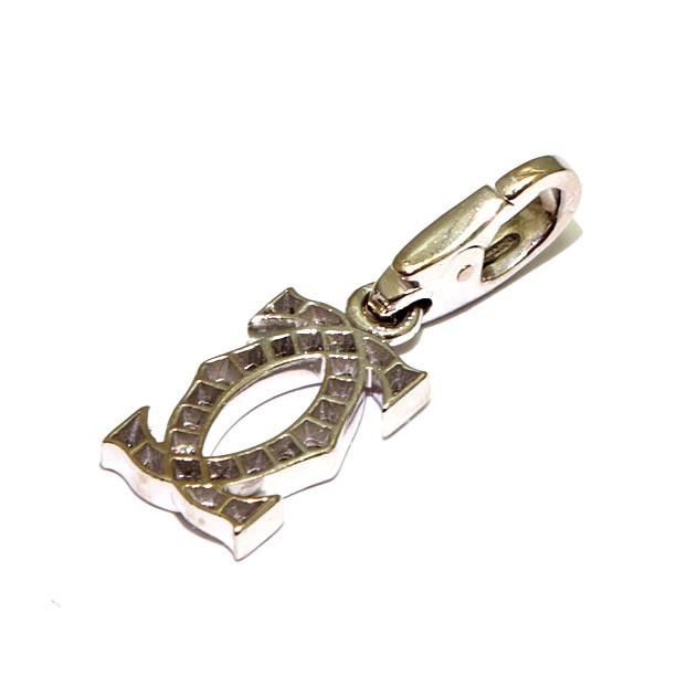 広尾店】カルティエ Cartier 2Cダイヤチャーム ペンダントトップ K18WG