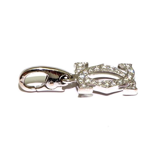 広尾店】カルティエ Cartier 2Cダイヤチャーム ペンダントトップ K18WG