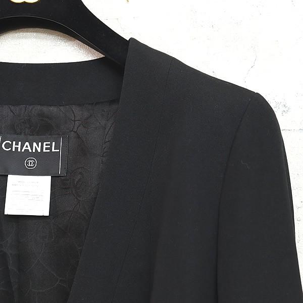 広尾店】シャネル CHANEL ジャケット チェーン カフス 黒 ウール 広尾店】シャネル CHANEL ジャケット チェーン カフス 黒 ウール