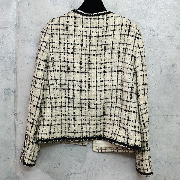 広尾店】 シャネル CHANEL ツイード ジャケット スパンコール 黒×白