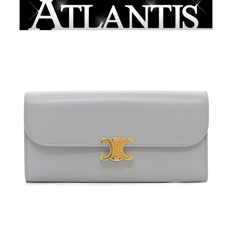 広尾店】美品 セリーヌ CELINE トリオンフ 二つ折り長財布 サテンド 