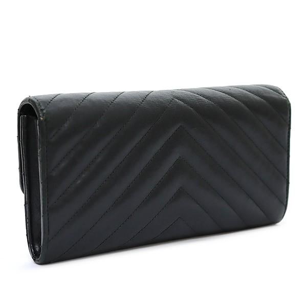 【広尾店】 シャネル CHANEL シェブロン フラップ長財布 Vステッチ 黒 ラムスキン G金具 【14980】 広尾店】 シャネル CHANEL シェブロン フラップ長財布 Vステッチ 黒