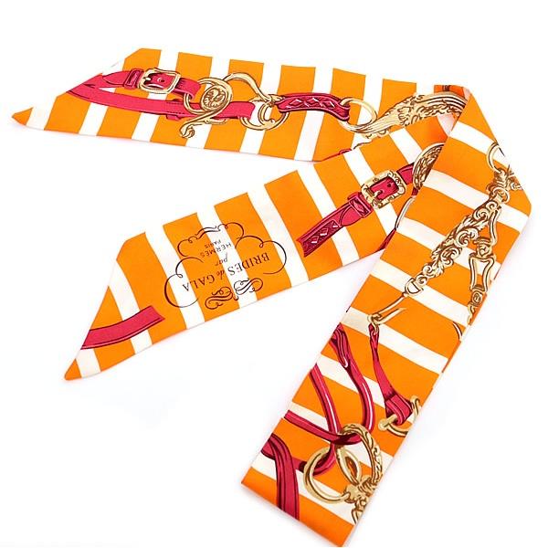 エルメス ツイリー BRIDES DE GALA 式典用馬勒 オレンジ 広尾店】エルメス HERMES ツイリー BRIDES de GALA 式典用馬勒