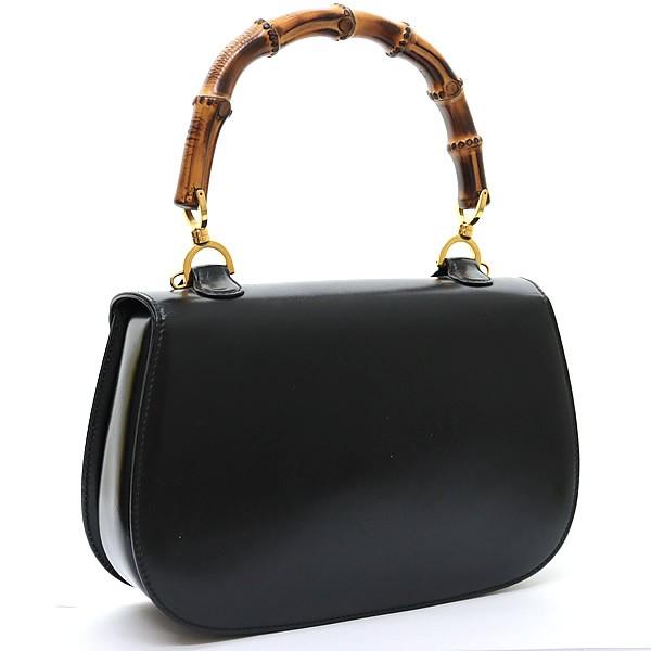 広尾店】 美品 グッチ GUCCI ヴィンテージ バンブー ハンドバッグ 黒