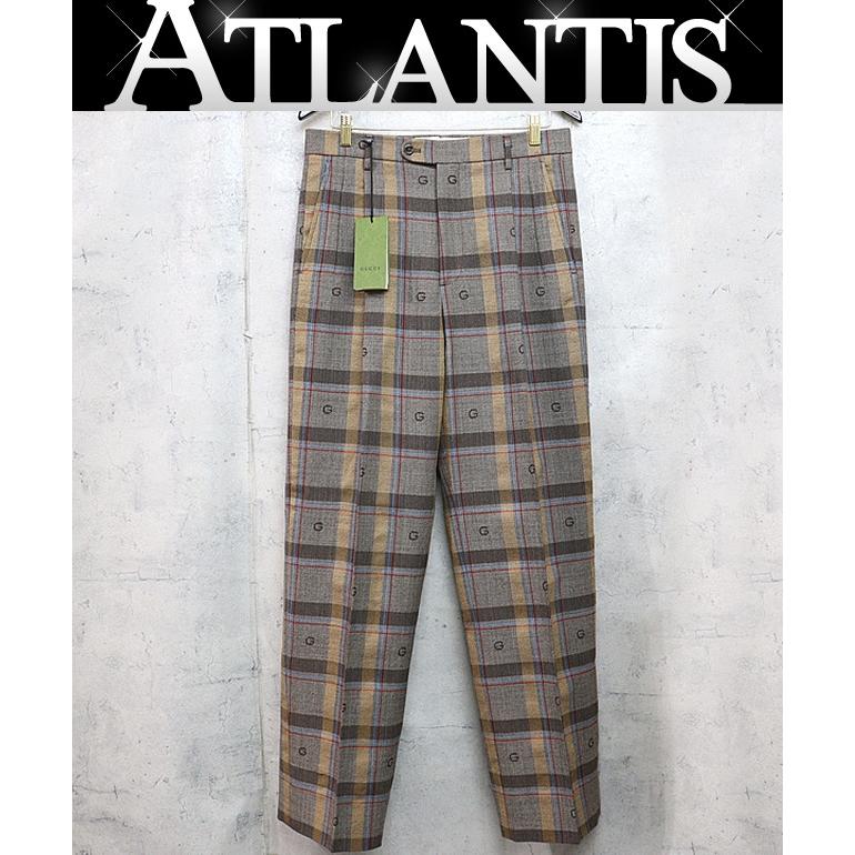 GUCCI チェック柄パンツ 広尾店】未使用 グッチ GUCCI チェック柄 クロップドパンツ 675237