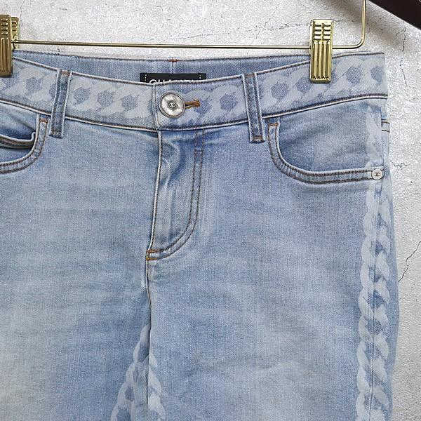 広尾店】 シャネル CHANEL デニム パンツ サイドチェーン柄 size36