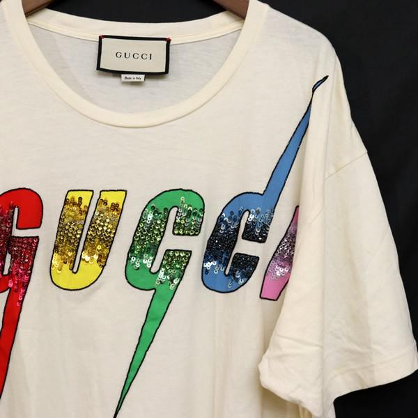 広尾店】 グッチ GUCCI ブレードスパンコールロゴ カットソー size:S  