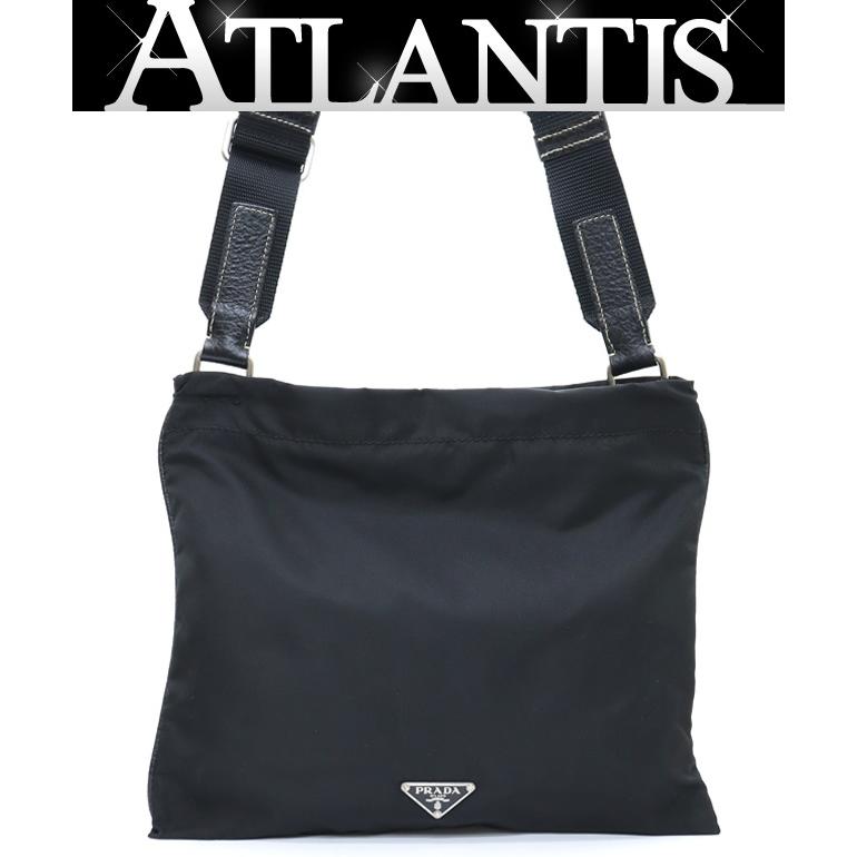 広尾店】プラダ PRADA ナイロンレザーショルダーバッグ 黒 【15157