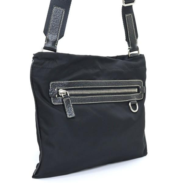 広尾店】プラダ PRADA ナイロンレザーショルダーバッグ 黒 【15157