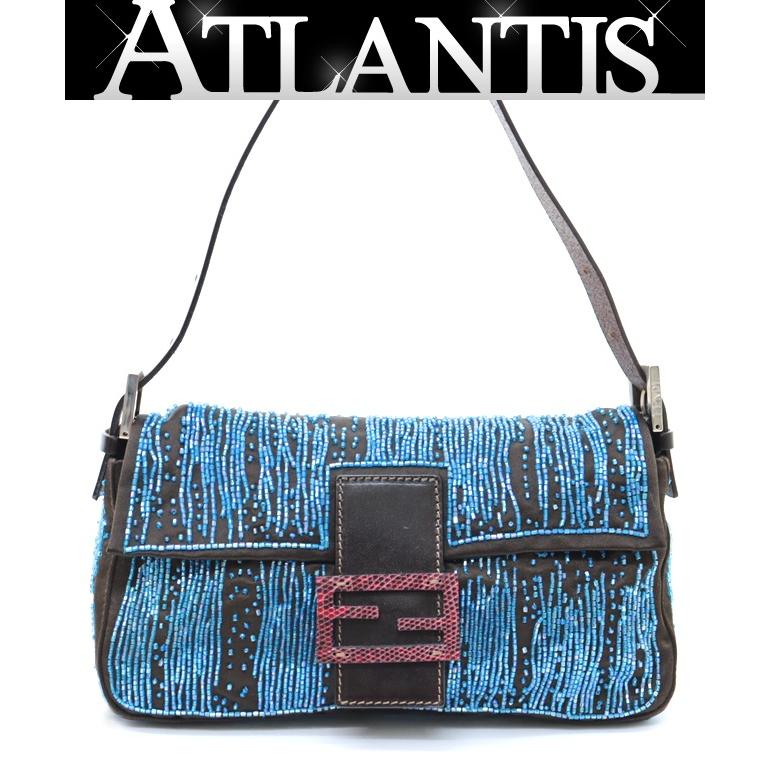 広尾店】美品 フェンディ FENDI ビーズ刺繍 マンマバケット 【15173 