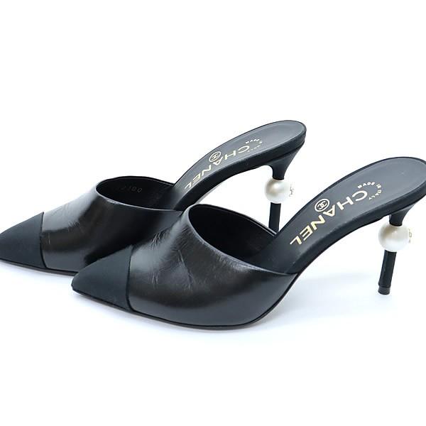 広尾店】 美品 シャネル CHANEL ヒールパール ミュール size35 1/2