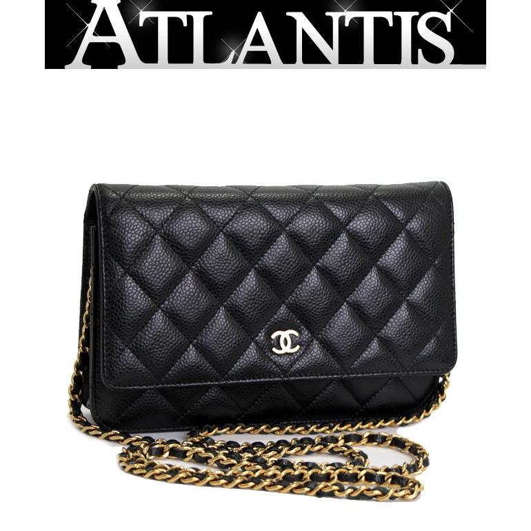 極美品 CHANEL マトラッセ チェーンウォレット キャビアスキン