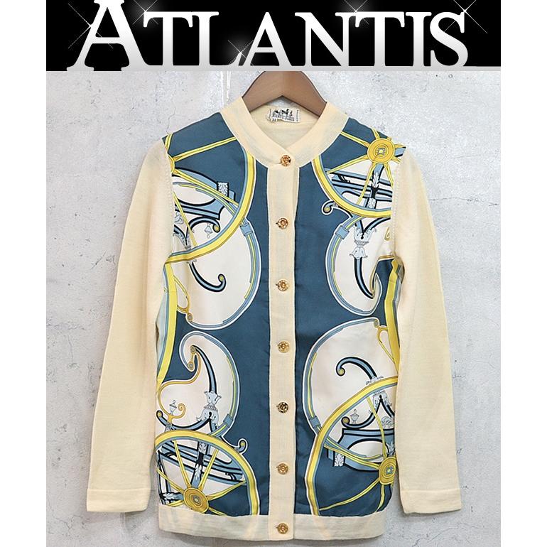 Hermes 22年 TWILLAINE ツイルレーヌ シルク×ウール 半袖 セーター ニット ブラウン 36 (189526 main image 0