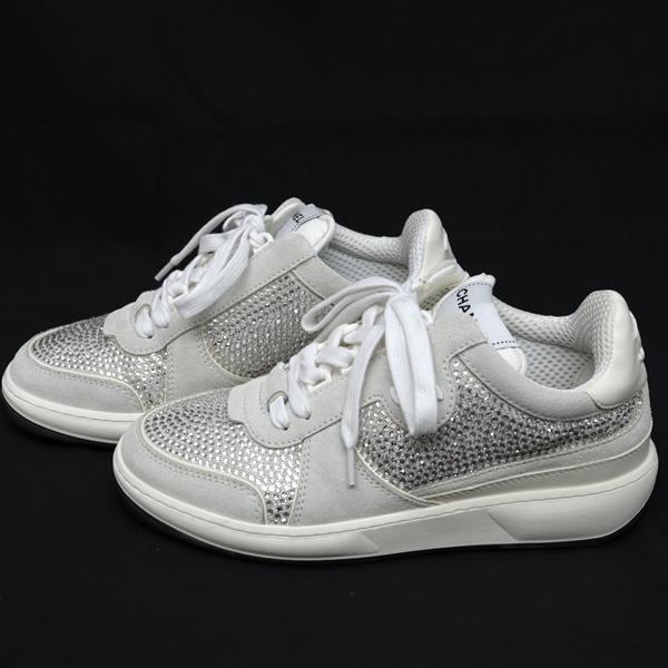 広尾店】 美品 シャネル CHANEL 23C ジルコニアスニーカー G39800 