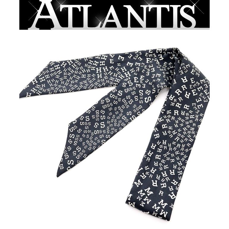 エルメスHERMES ツイリーエルメスロゴ黒系