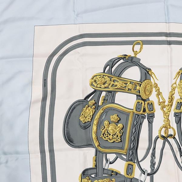 エルメス　スカーフ　「式典用馬勒」　シルク100%　　カレ90 HERMES - エルメス HERMES カレ90 スカーフ 「式典用の馬勒」 シルクの