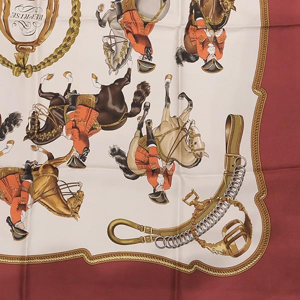 広尾店】美品 エルメス HERMES カレ90 大判スカーフ REPRISE 乗馬風景