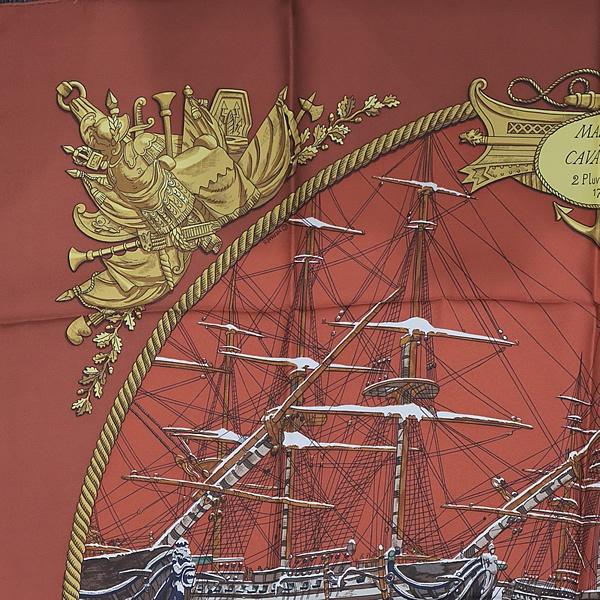 エルメス HERMES カレ90 大判スカーフ MARINE ET CAVALERIE 海と騎兵隊