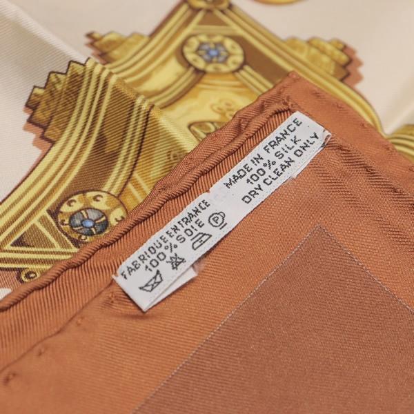 美品✨エルメス カレ90 スカーフ PARURES DES SABLES 橙色 美品】エルメス カレ90 スカーフ PARURES DES SABLES 橙色 エルメス