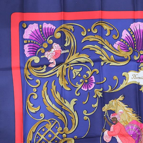 ホース 馬柄 黒 HERMES エルメススカーフ トルコの馬 シルク100