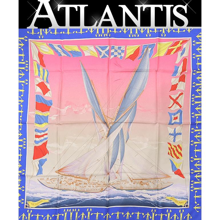 広尾店】美品 エルメス HERMES カレ90 大判スカーフ EN COURSE ヨット