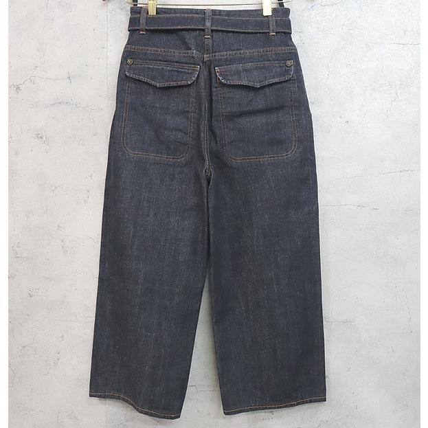 広尾店】美品 シャネル CHANEL ベルト付ワイドデニムパンツ インディゴ