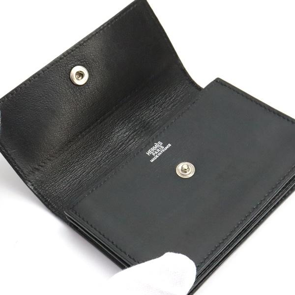 広尾店】エルメス HERMES サクラ カードケース ボックスカーフ 黒 SV