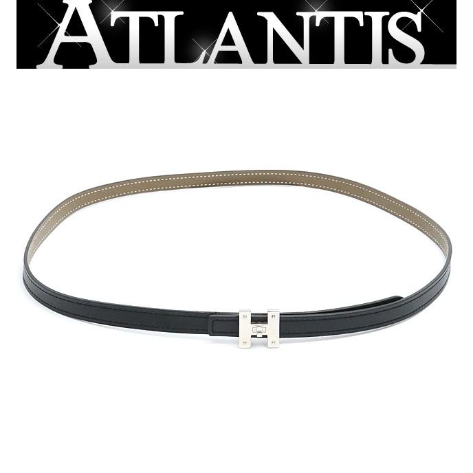 広尾店】 エルメス HERMES リバーシブルミニHベルト レディース 黒 Z