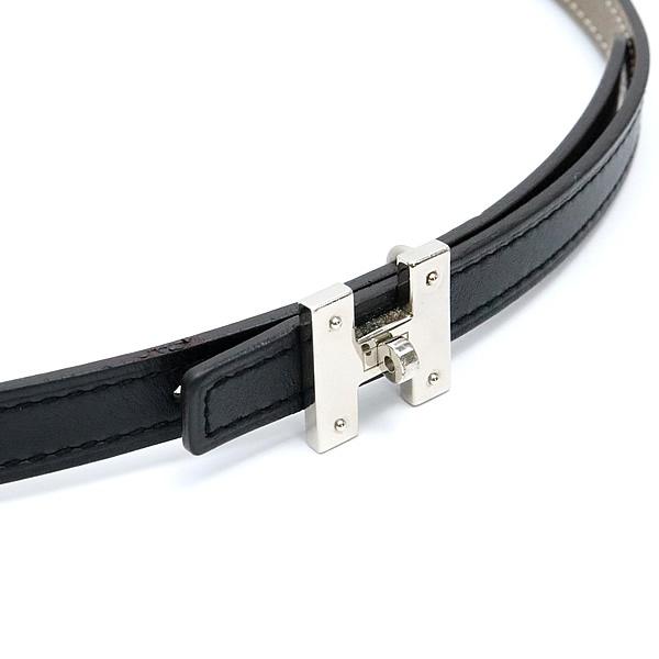 広尾店】 エルメス HERMES リバーシブルミニHベルト レディース 黒 Z