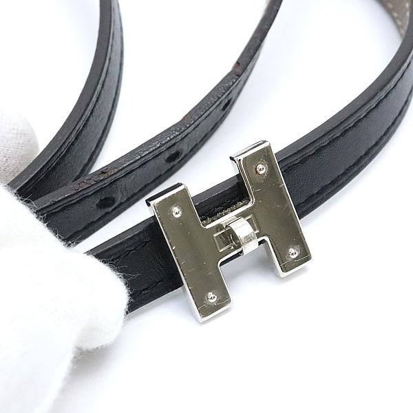 広尾店】 エルメス HERMES リバーシブルミニHベルト レディース 黒 Z