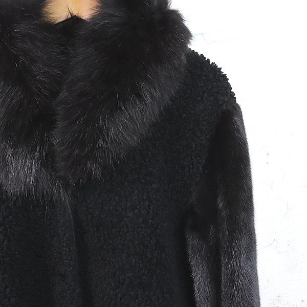 【広尾店】美品 イブサロモン YVES SALOMON ミンクファー付レザージャケット 袖フォックス ブラック size:34 【17844】 |  | 01