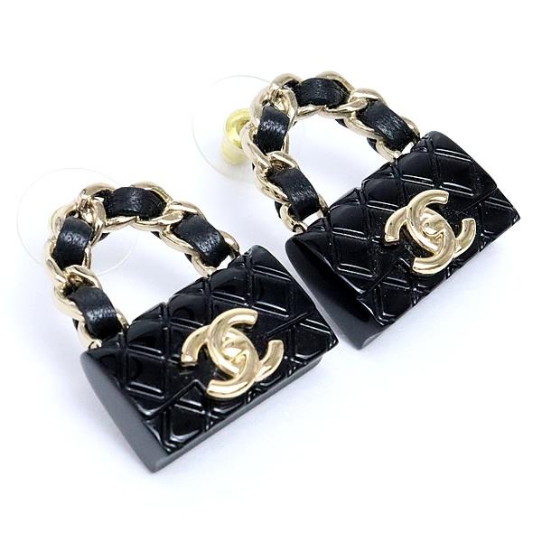 シャネル CHANEL ココマーク マトラッセバッグモチーフ ピアス 黒×ゴールド B23C 【74184】_1