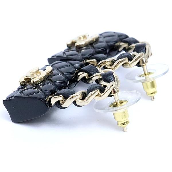 シャネル CHANEL ココマーク マトラッセバッグモチーフ ピアス 黒×ゴールド B23C 【74184】_3