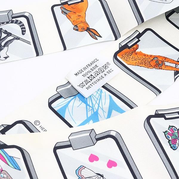 【広尾店】エルメス HERMES ツイリー HERMES STORY オフホワイト系 マルチカラー シルク100％ 【18228】_4