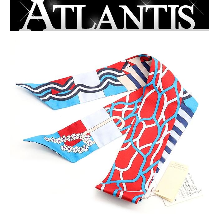 【広尾店】未使用品 エルメス HERMES ツイリー Ballet Aquatique 水中のバレエ スカーフ 赤×青 シルク100% 【18533】 | 