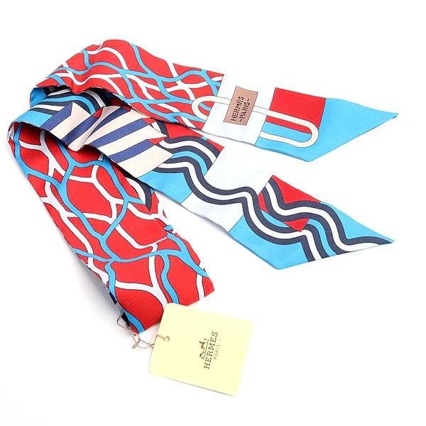 【広尾店】未使用品 エルメス HERMES ツイリー Ballet Aquatique 水中のバレエ スカーフ 赤×青 シルク100% 【18533】 |  | 01